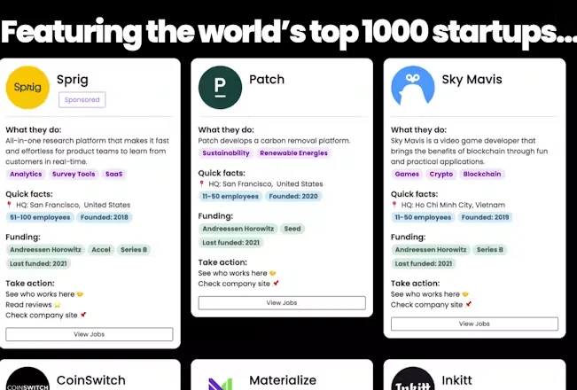 Top Startups screenshot